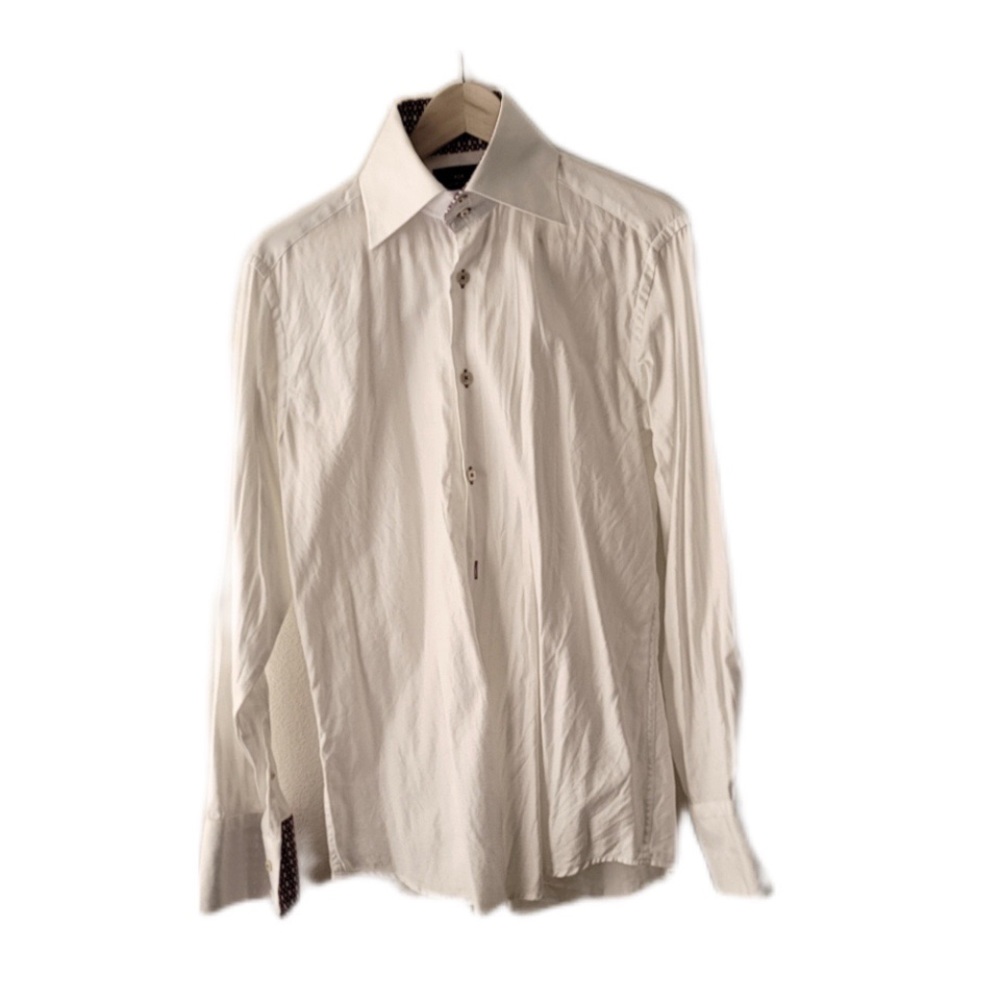 Hawes And Curtis White Shirt Purple Accent Small